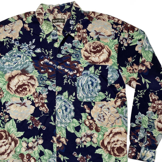 NAF NAF Vintage Floral Navy Green and Cream Shirt