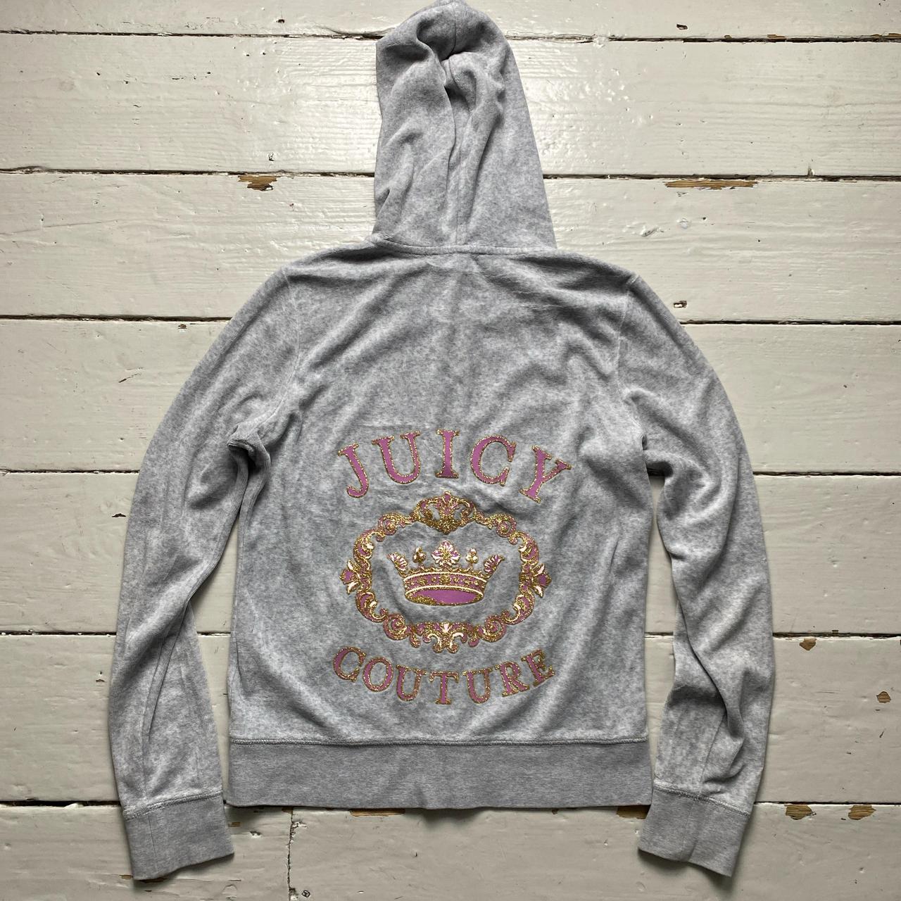 Juicy Couture Grey and Pink Velour Tracksuit