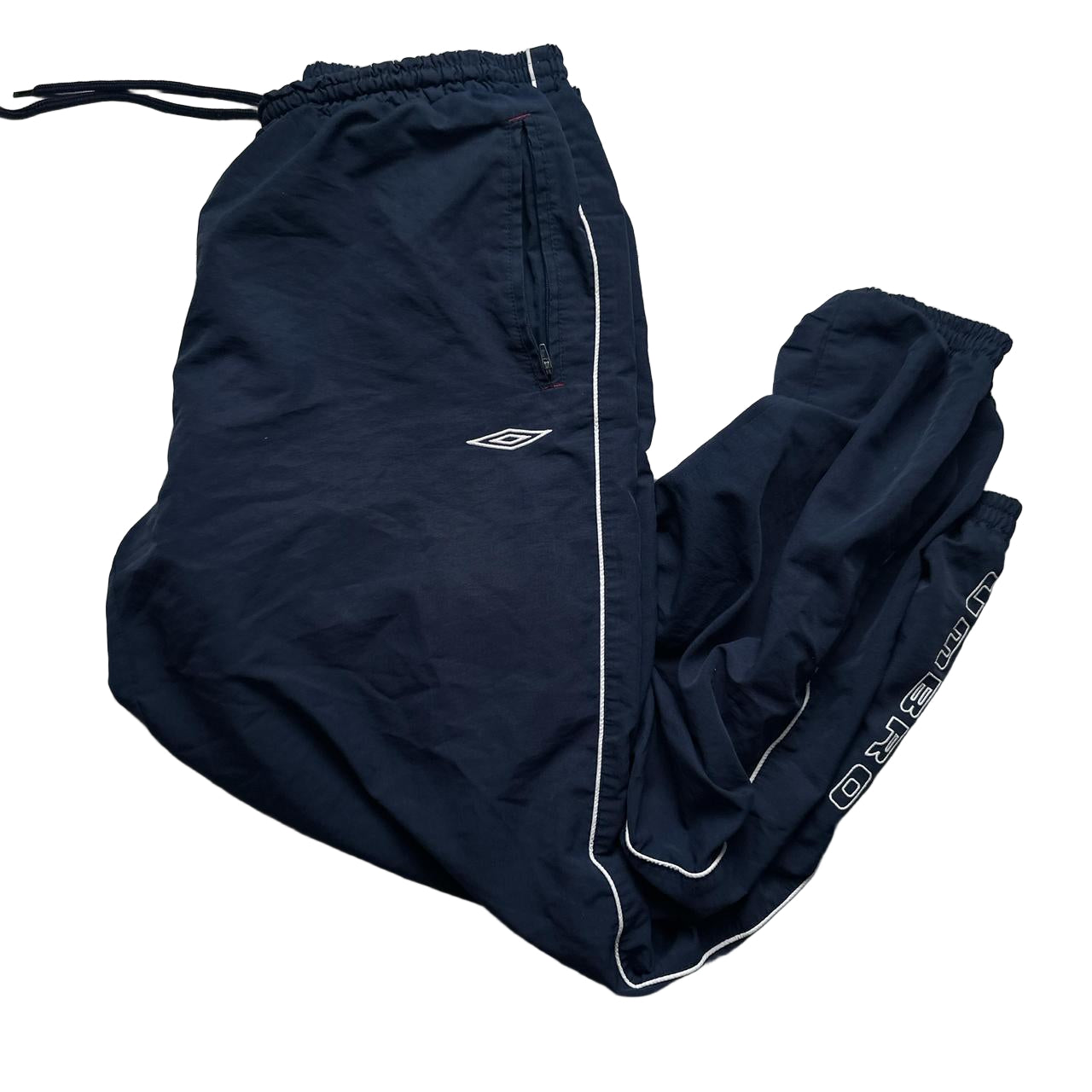Umbro Navy and White Baggy Trackpant Shell Bottoms (XL)