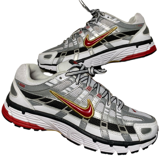 Nike P-6000 White Red Silver and Gold Womens Trainers (UK 6.5)