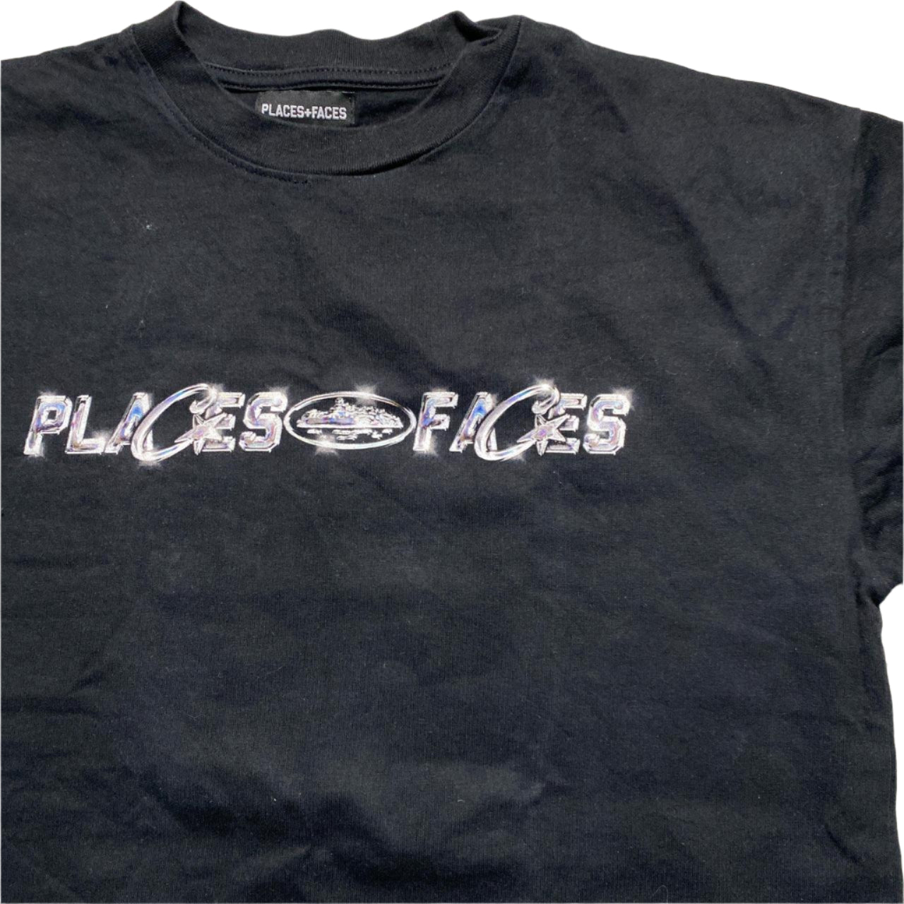 Places and Faces Corteiz Black ad Chrome T Shirt (M)
