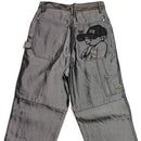 School Of Hard Knocks Vintage Y2K 90’s Shiny Metallic Silver Denim Baggy Hip Hop Jeans Graffiti B Boy Char