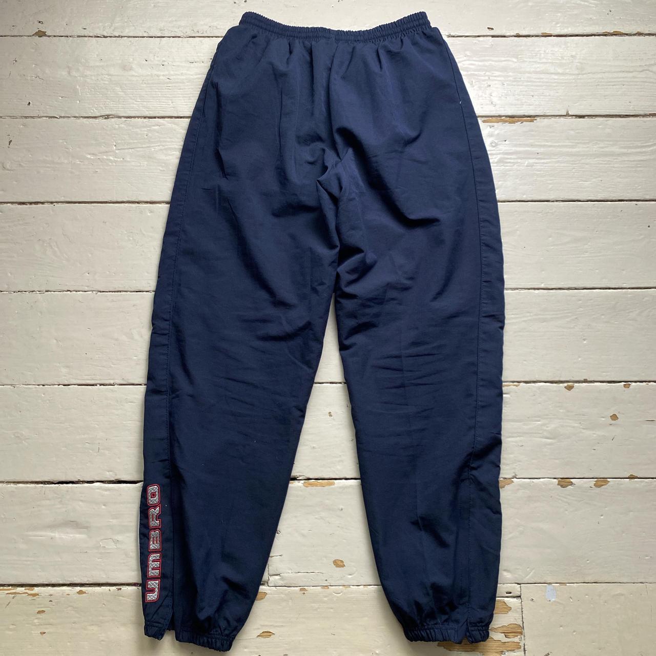 Umbro Navy and Red Shell Trackpant Bottoms