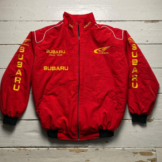 Subaru Rally Team Red and Yellow Vintage Bomber Jacket