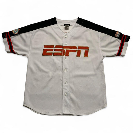 ESPN Baseball Vintage 90’s Y2K White Black and Orange Button Up Jersey (L)