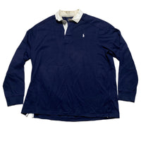 Ralph Lauren Polo Navy and White Long Sleeve Polo Shirt (2XL)