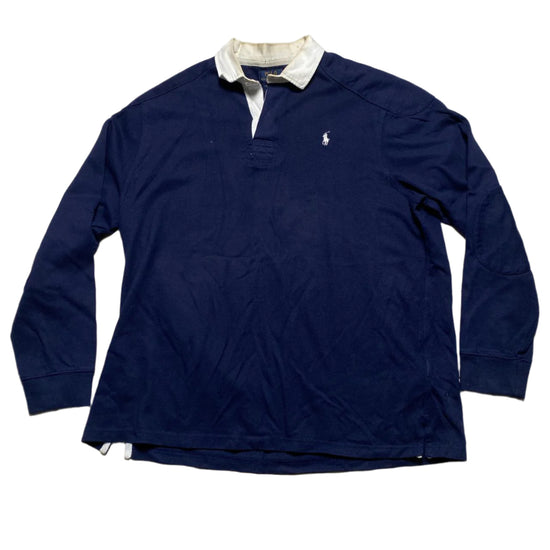 Ralph Lauren Polo Navy and White Long Sleeve Polo Shirt (2XL)