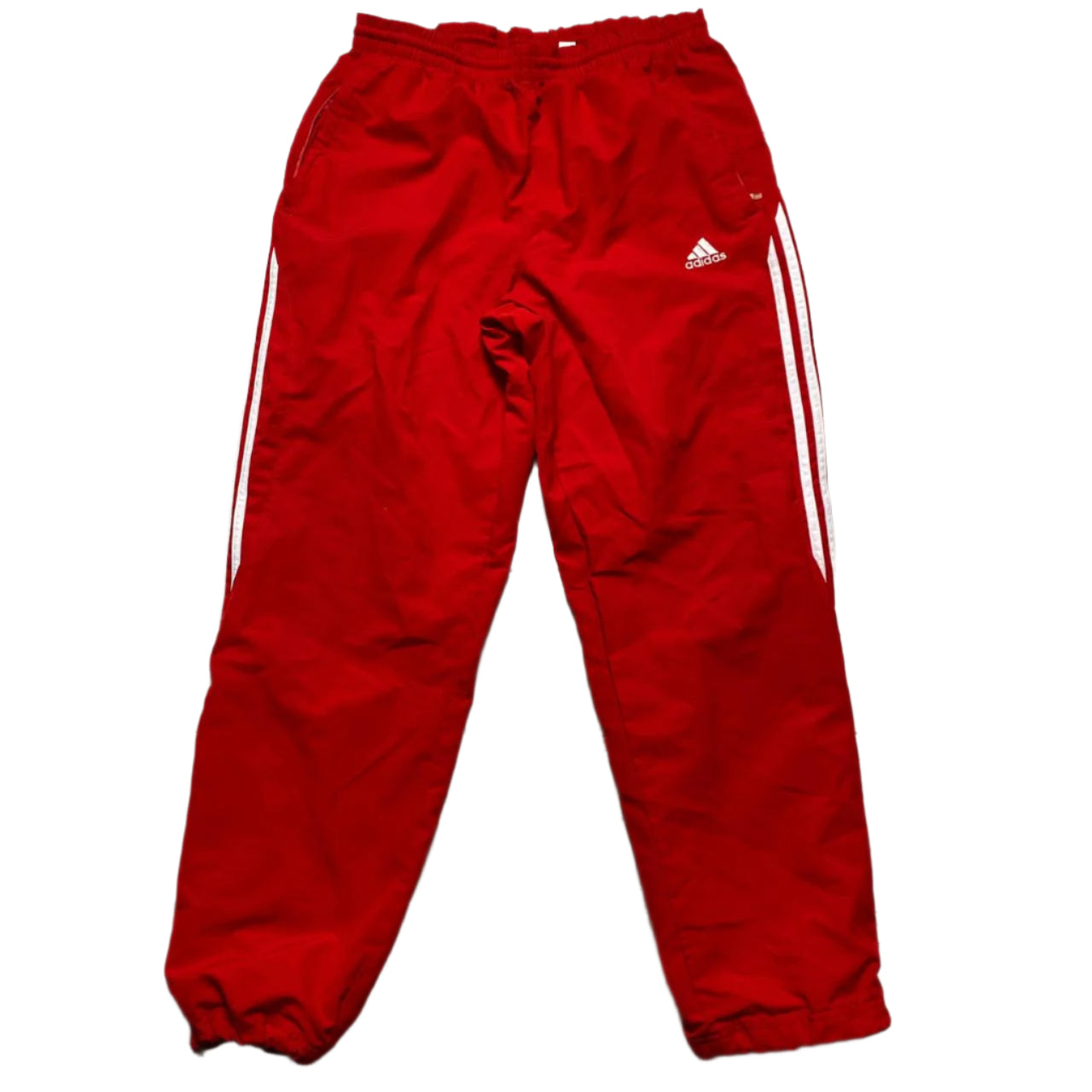 Adidas Red and White Stripes Shell Baggy Trackpant Bottoms (M)