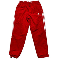 Adidas Red and White Stripes Shell Baggy Trackpant Bottoms (M)