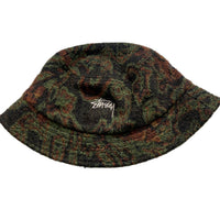 Stussy Fleece Camouflage Green and Brown Bucket Hat