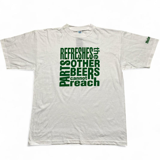 Heineken Refreshes The Parts of the Body Other Beers Cannot Reach White Vintage T Shirt (L)