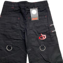 Criminal Damage Bondage Black White and Red Embroidery Baggy Jeans (30W)
