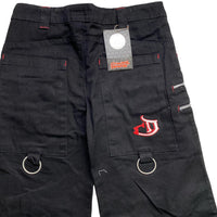 Criminal Damage Bondage Black White and Red Embroidery Baggy Jeans (30W)