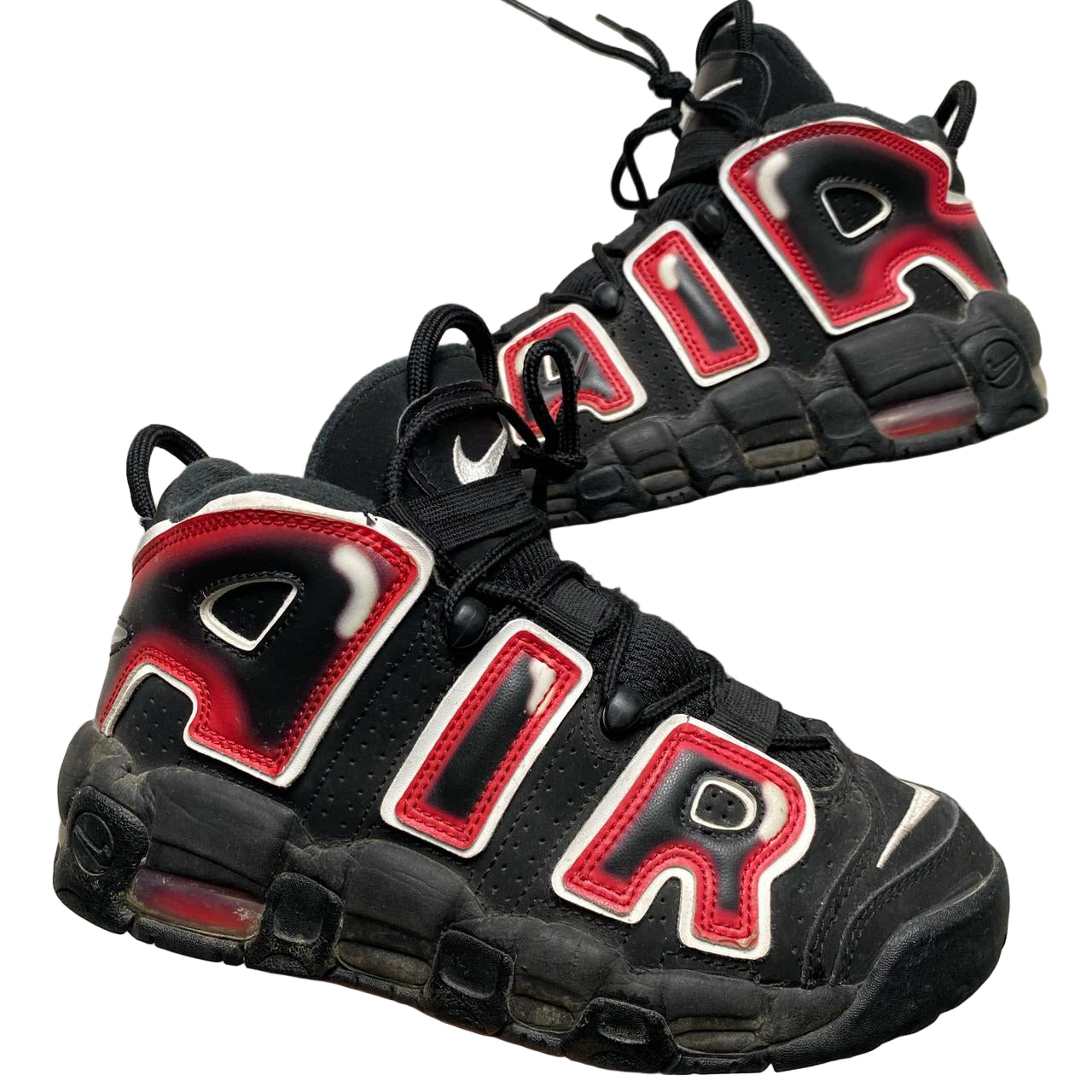 Nike Uptempo More Air Black Red and White (UK 4)