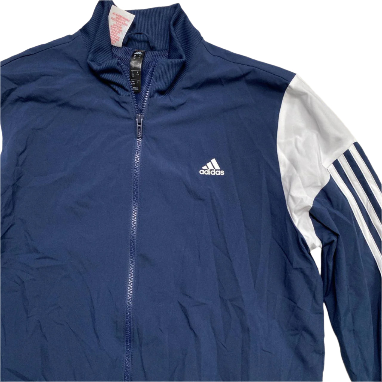 Adidas Navy and White Shell Tracksuit Jacket (S)