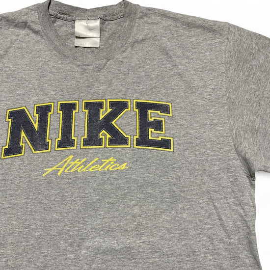 Nike Athletics Vintage Grey Black and Yellow T Shirt (L)