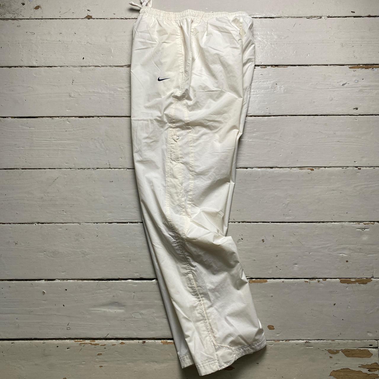 Nike Cream White and Navy Swoosh Baggy Trackpant Shell Bottoms