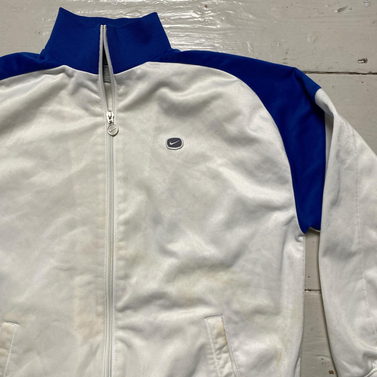 Nike Vintage White and Blue y2k Tracksuit Jacket