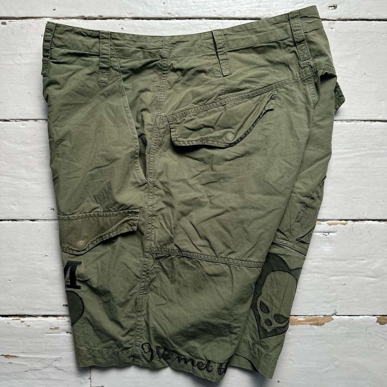 Maharishi Vintage Skull Heart We Met the Maha Cargo Shorts Green