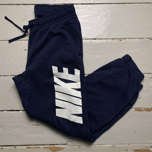 Nike Club Big Spellout Joggers Navy and White