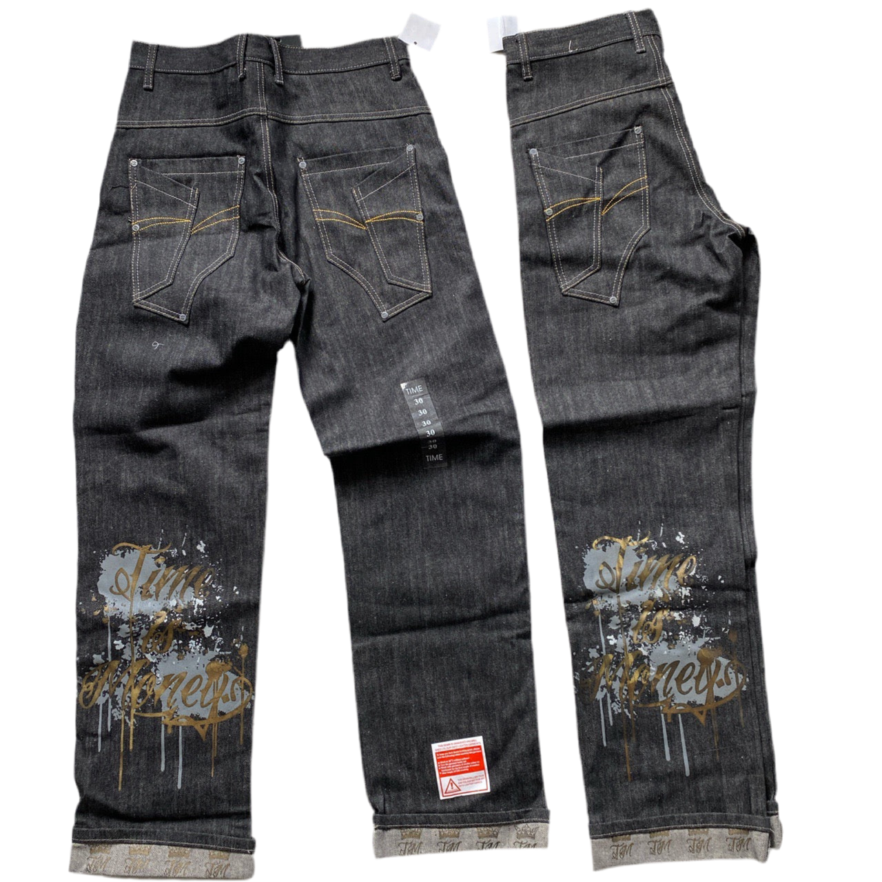 Time is Money Vintage Printed Jeans (30W)