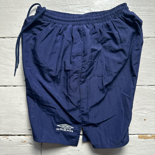 Umbro Vintage Navy and White Shell Shorts