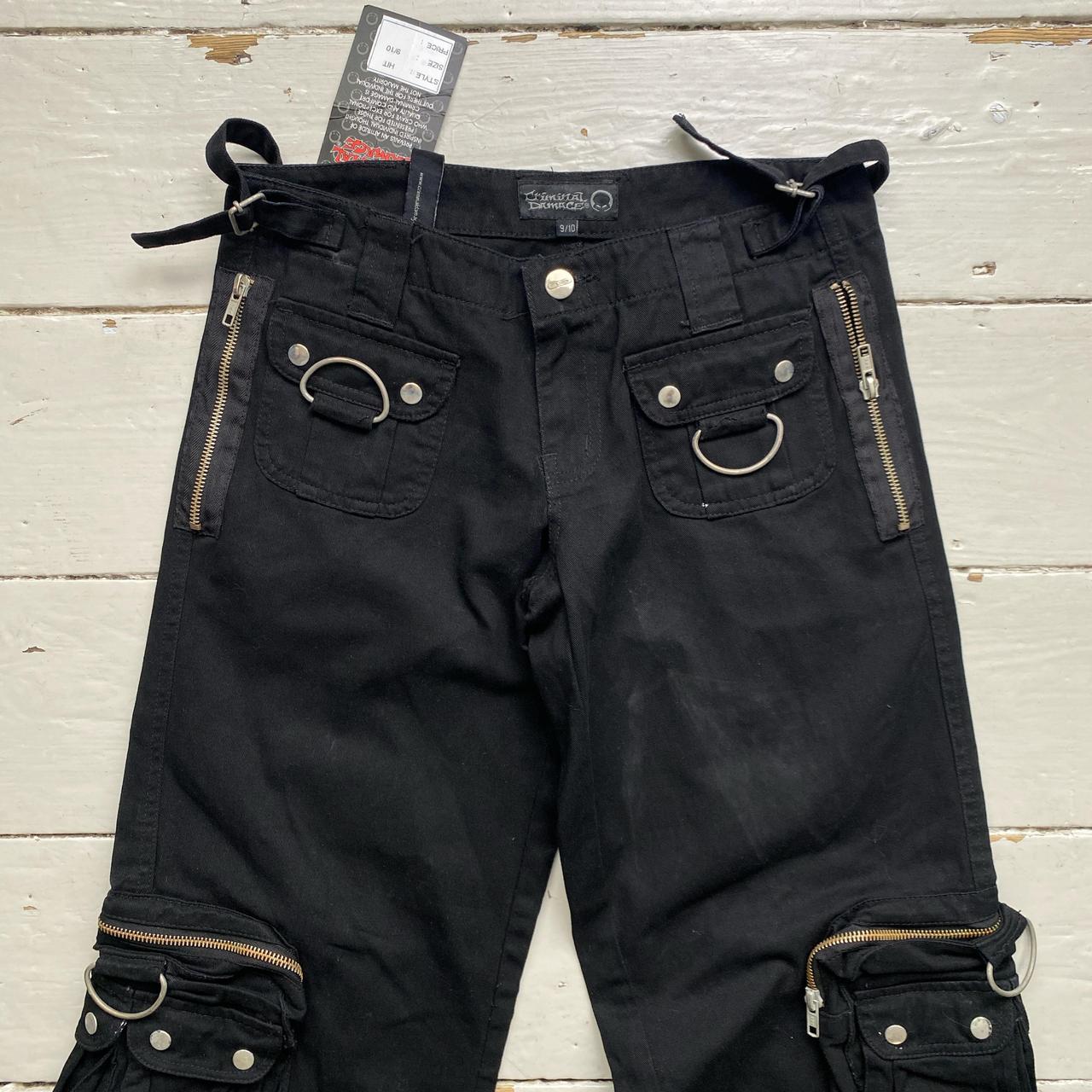 Criminal Damage Black Cargo Bondage Zip and Buckle Jeans