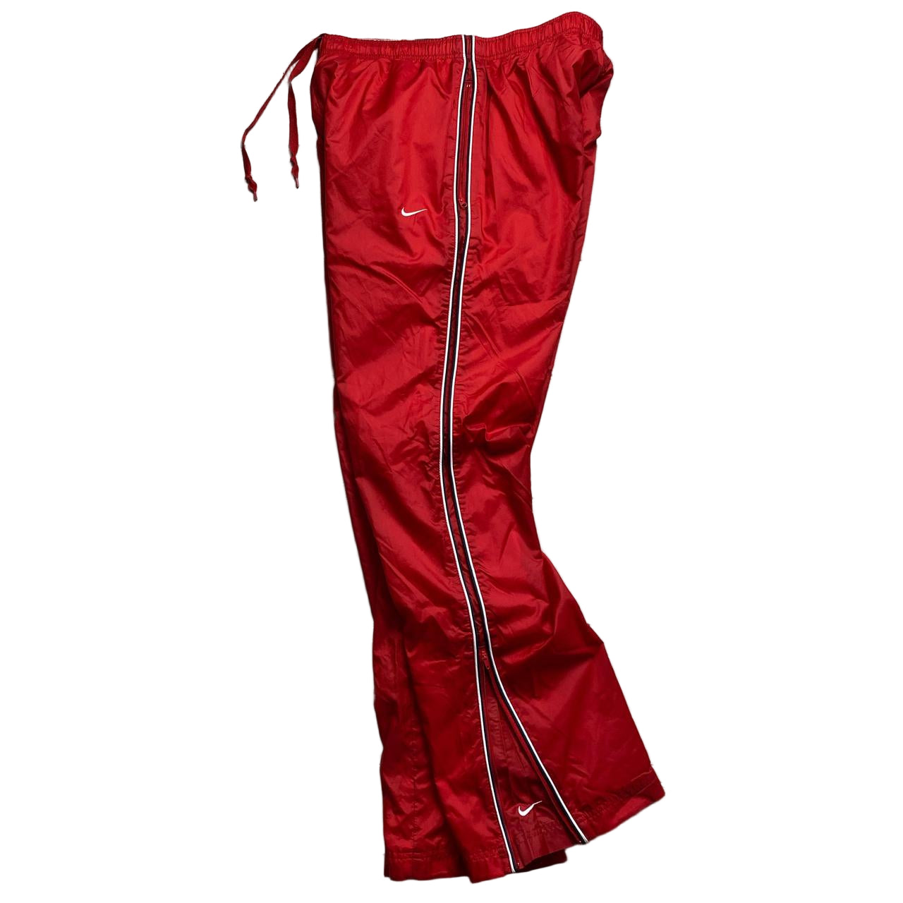 Nike Vintage Red and White Multi Swoosh Shell Trackpant Bottoms (L)
