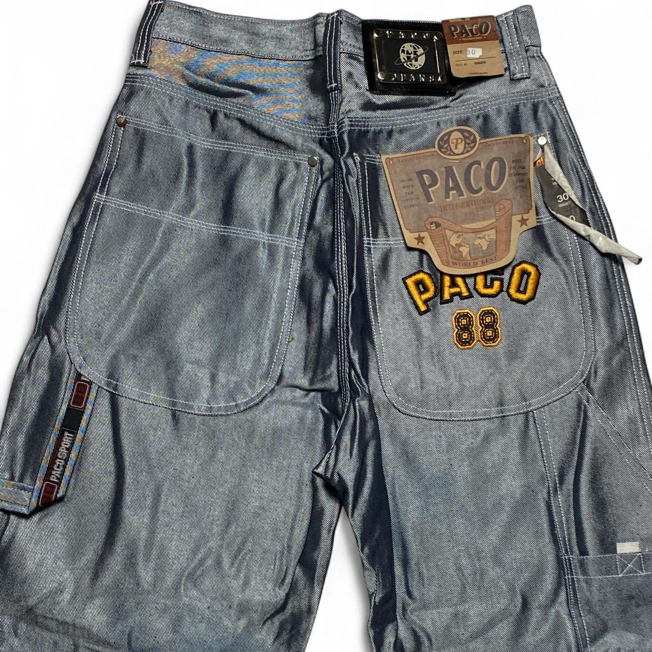 Paco Vintage 90’s Y2K Baggy Metallic Silver Shiny Denim Jeans