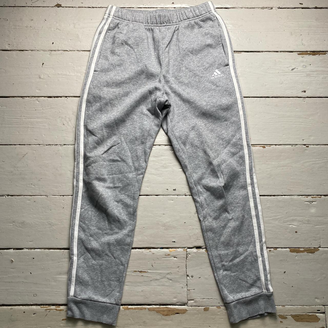 Adidas Grey and White Stripe Joggers