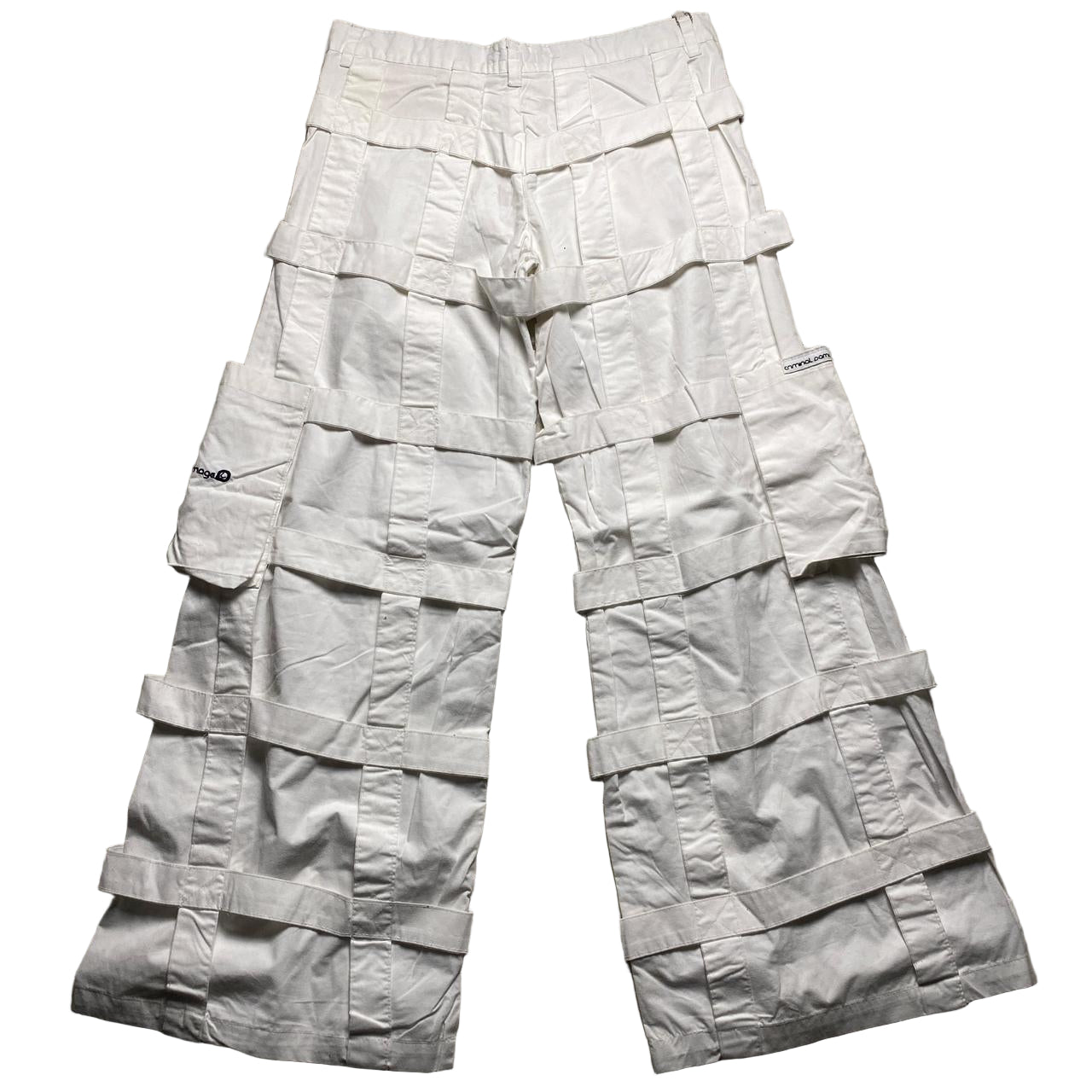 Criminal Damage Bondage Baggy Cargo White Combat Trousers (32W)