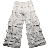 Criminal Damage Bondage Baggy Cargo White Combat Trousers (32W)