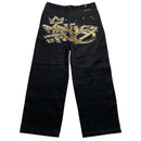 Minus Two Super Baggy Black and Gold Sequin Embroidery Jeans (38W)