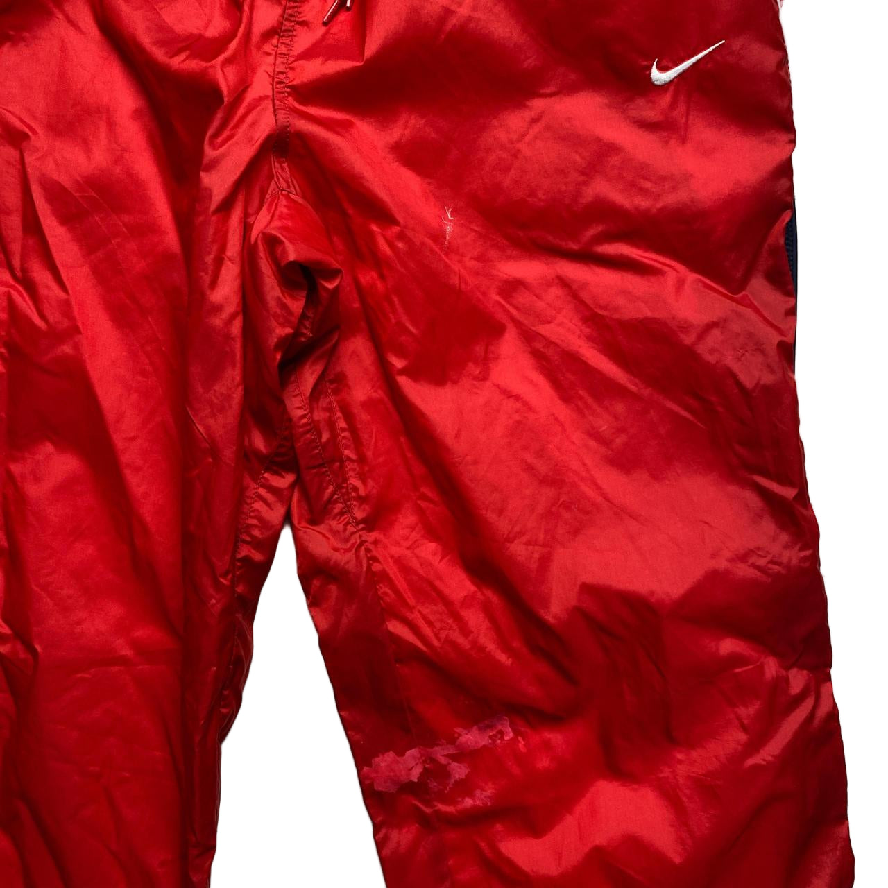 Nike Vintage Red and White Multi Swoosh Shell Trackpant Bottoms (L)
