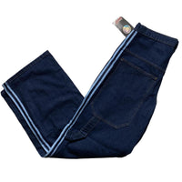 Criminal Damage Baggy Skater Carpenter Navy and Baby Blue Stripe Jeans (32W)