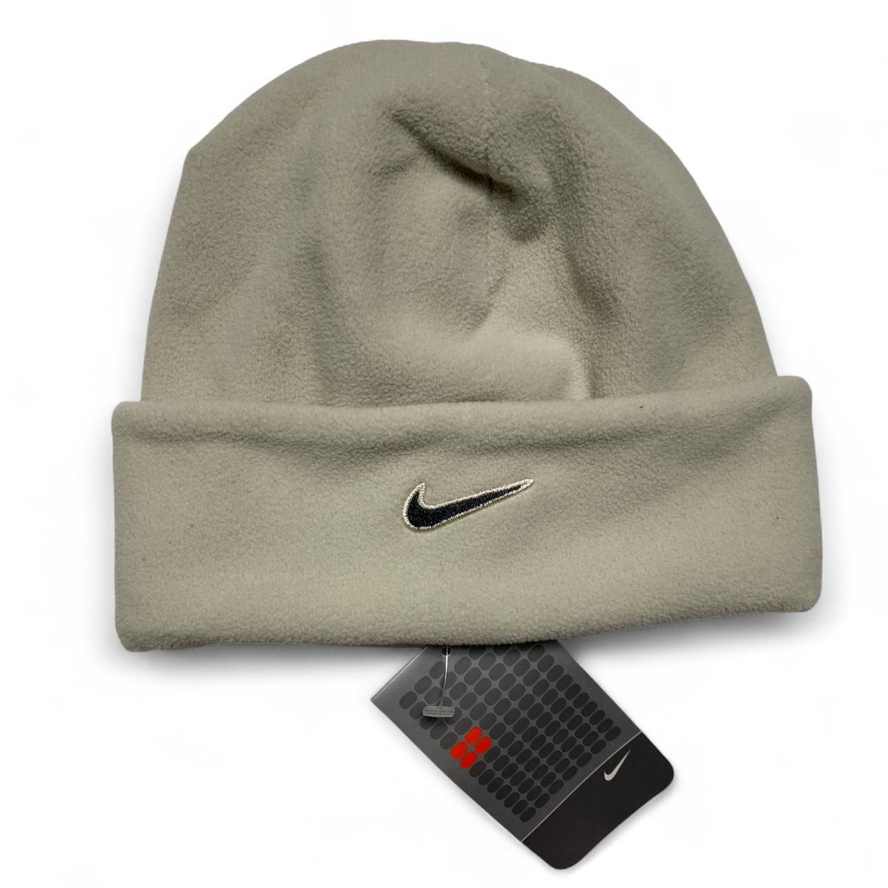 Nike y2k Vintage Fleece White and Grey Swoosh Beanie Hat