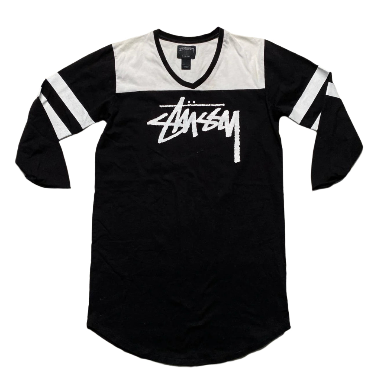 Stussy Womens Long T Shirt Dress Black and White (XS)
