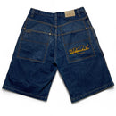 Sir Benni Miles Y2K 90’s Baggy Embroidered Navy and Yellow Jorts Jean Shorts (36W)