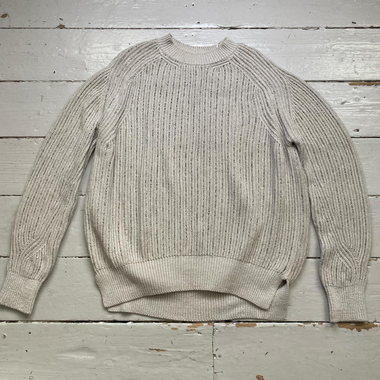 All Saints Cream and Silver Baggy Jumper