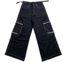 Criminal Damage Bondage Black and Silver Zipper Buckle Baggy Jean Cargo Trousers (30W)