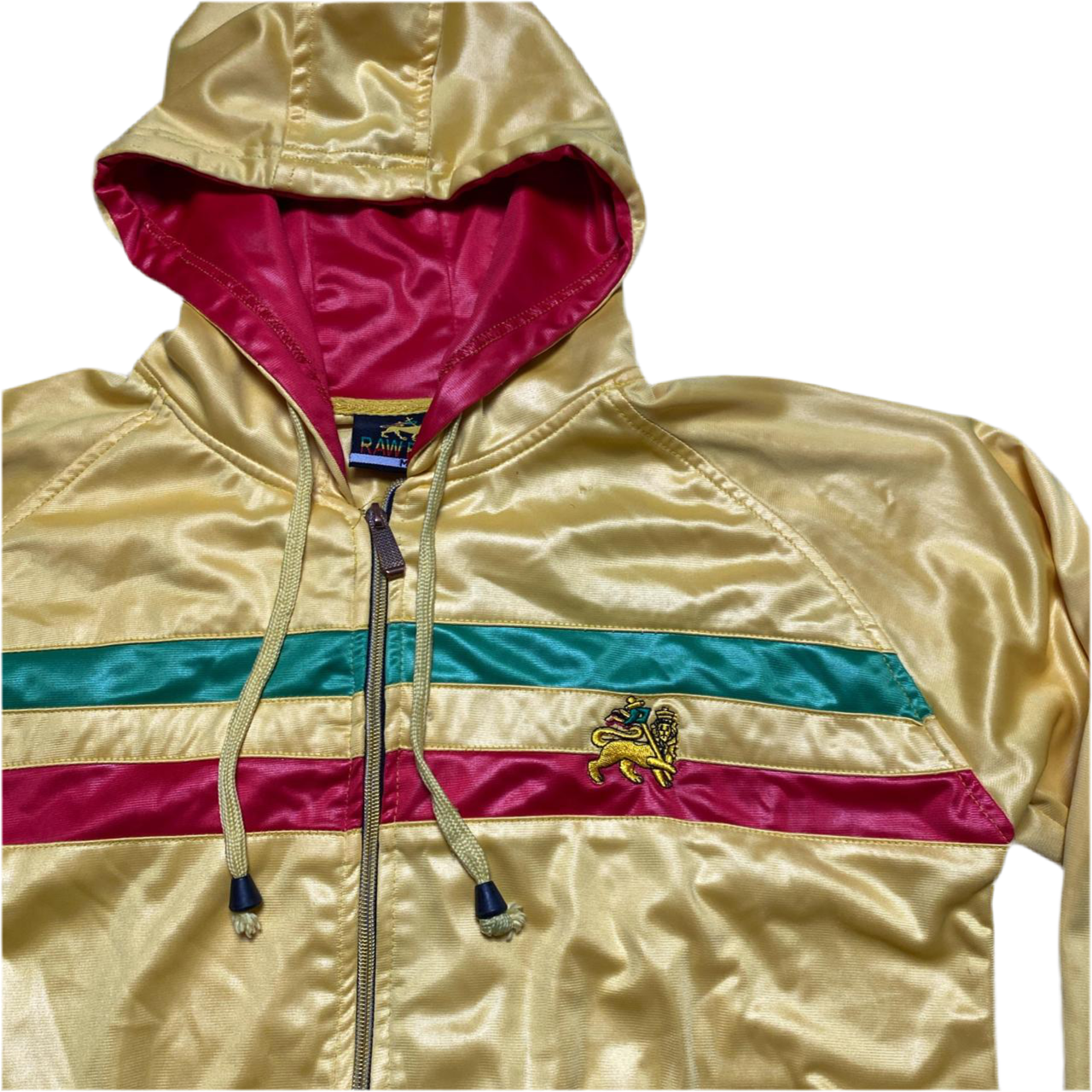 Raw Blue Yellow Satin Full Rasta Lion Tracksuit (M)