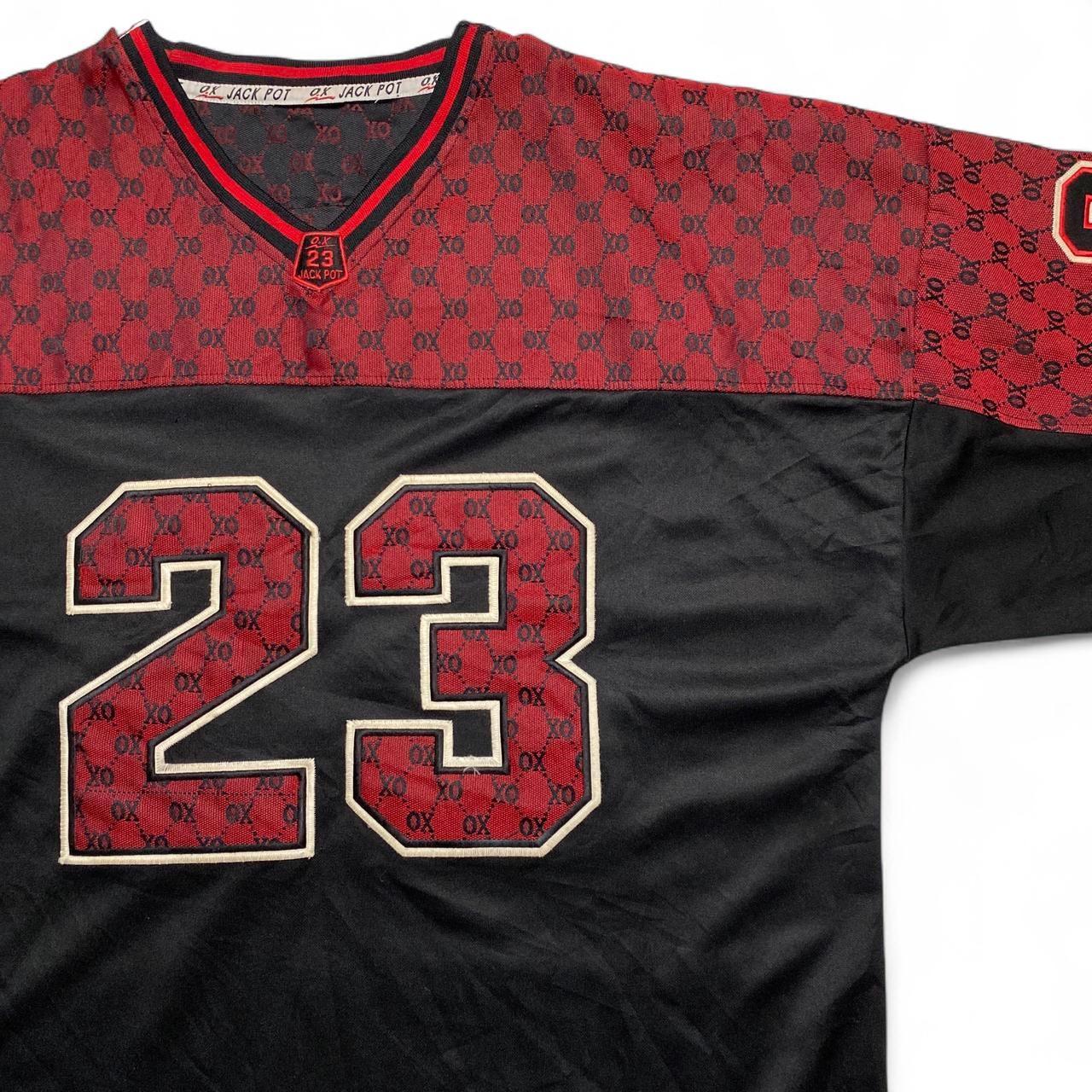 OX Jackpot New York Vintage Gucci Monogram GG Style y2k 90’s Black Red and White Jersey (L)