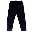 True Religion Black Velour Gold and White Stitch Baggy Joggers (L)