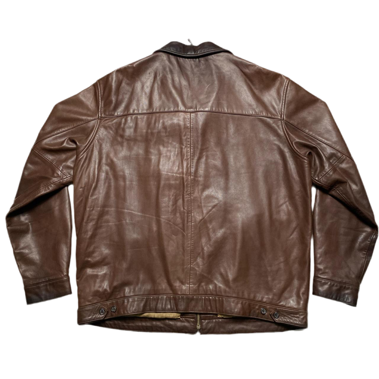Ralph Lauren Polo Vintage Brown Leather Bomber Jacket (XL)