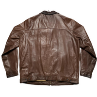 Ralph Lauren Polo Vintage Brown Leather Bomber Jacket (XL)