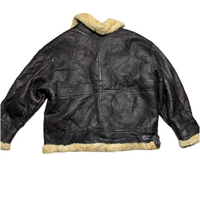 Vintage Brown Sherpa Sherling Big Heavy Leather Jacket (3XL)