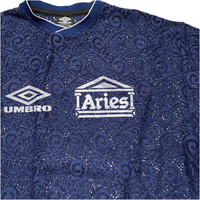 Umbro Aries Centenary Blue and Silver Lace Football Style T Shirt Jersey (L)