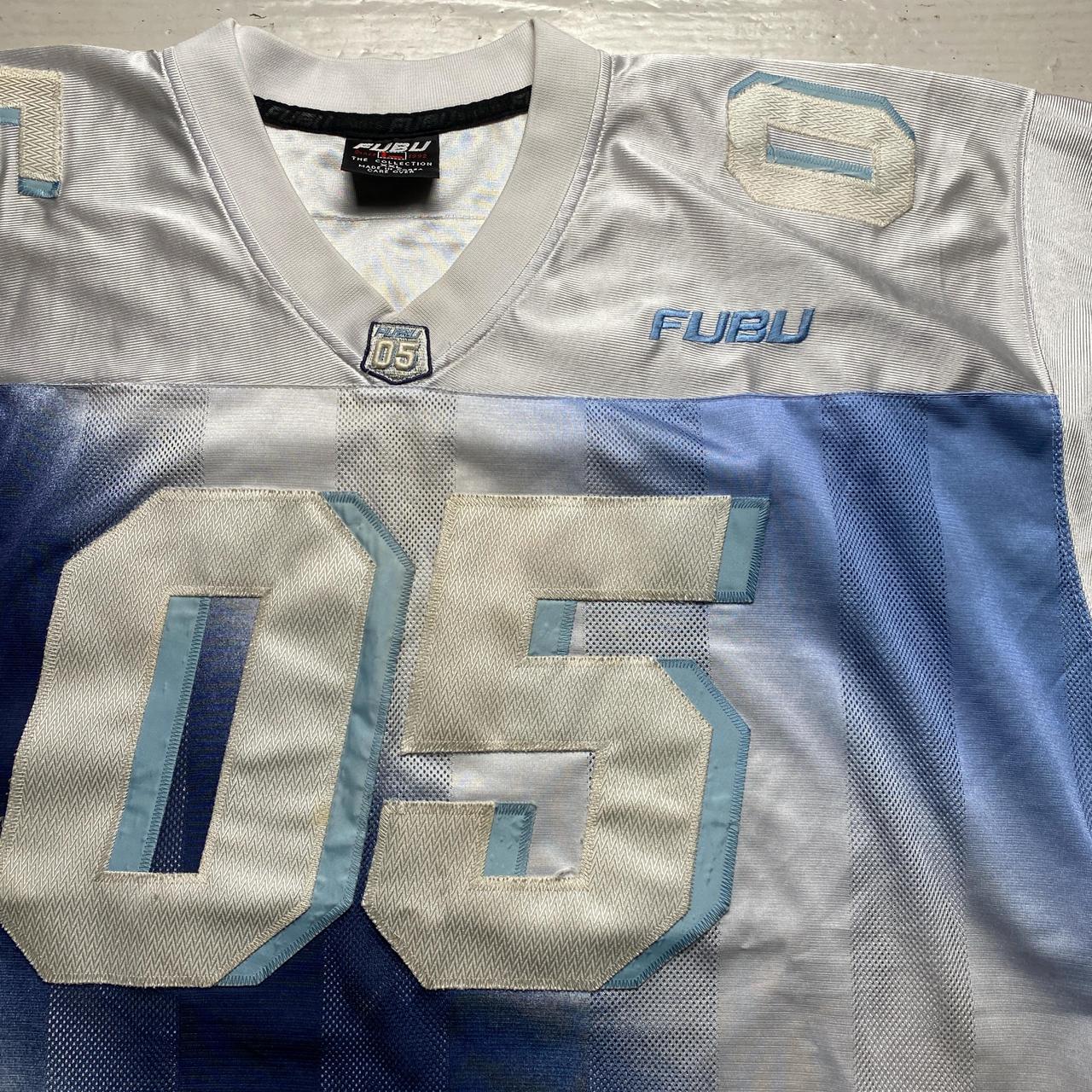 FUBU Vintage 90’s Light Blue Ombre Navy Blend White NFL Football Jersey