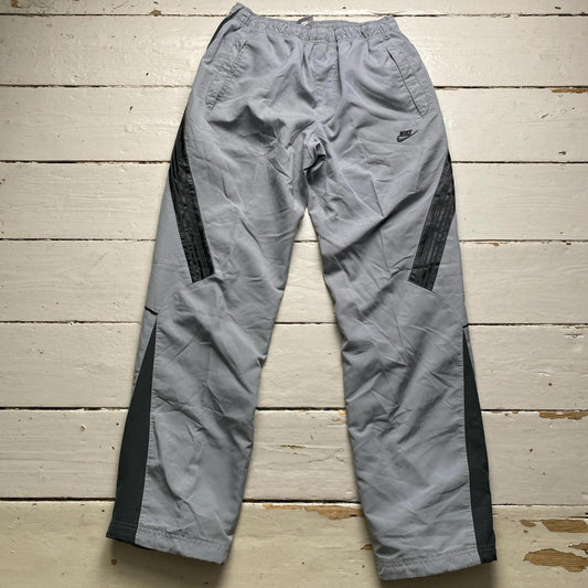 Nike Silver and Grey Swoosh Baggy Vintage y2k Shell Trackpant Bottoms