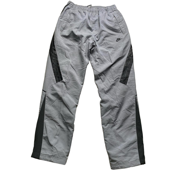 Nike Silver and Grey Swoosh Baggy Vintage y2k Shell Trackpant Bottoms (M)